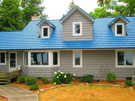 best blue exterior metal roof small house|blue metal roof interior.